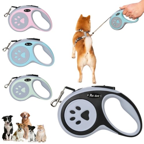 Retractable dog lead - 3m/5m, paw