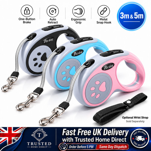 Retractable dog lead - lead, 3m