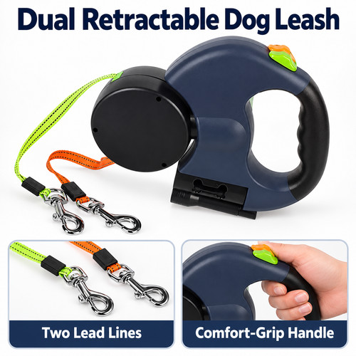 Pet leash dual - dual, retractable