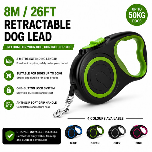 Retractable dog lead 26ft - dog,