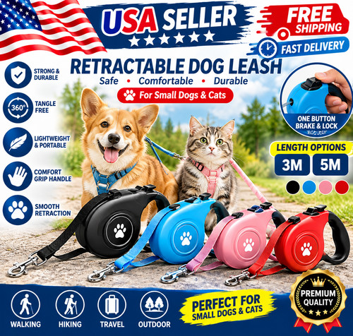 Retractable dog leash 5m - dog,
